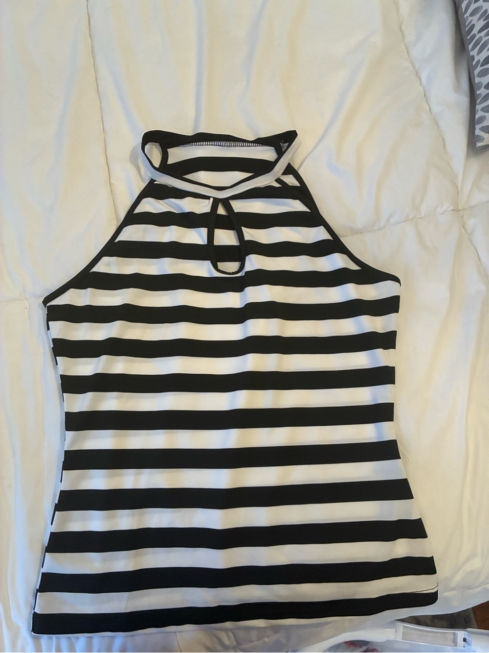 SHEIN Black & White Striped Halter Tank